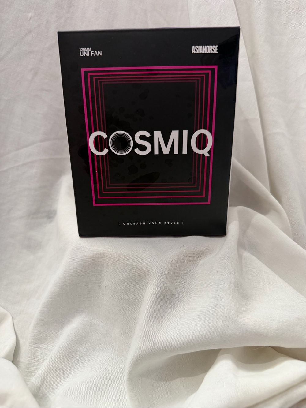 COSMIQ Uni Fan 120mm Boxed Cooling Fan - Black with Pink Accent